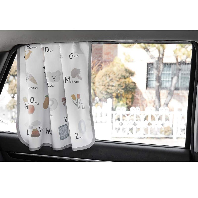 BEBEDECO Magnetic Car Sun Shade Curtain for Side Window â€“ Sun Blocker and UV Protector for Baby, Kids, and Pets â€“ Universal Fit with Built-in Magnets for Steel-Framed Door (Be-Pastel Alphabet) - Image 3